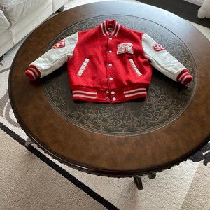 Girls Roots vintage jacket with leather sleeves